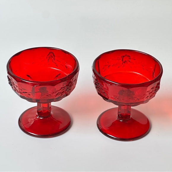 LG Wright Glass Other - Panel Grape Ruby Champagne/Tall Sherbet Glass Set of 2 - L G WRIGHT GLASS